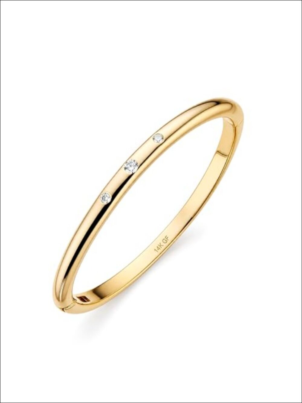 14k Gold Filled Bangle Bracelet Cubic Zirconia Stacking Minimalist